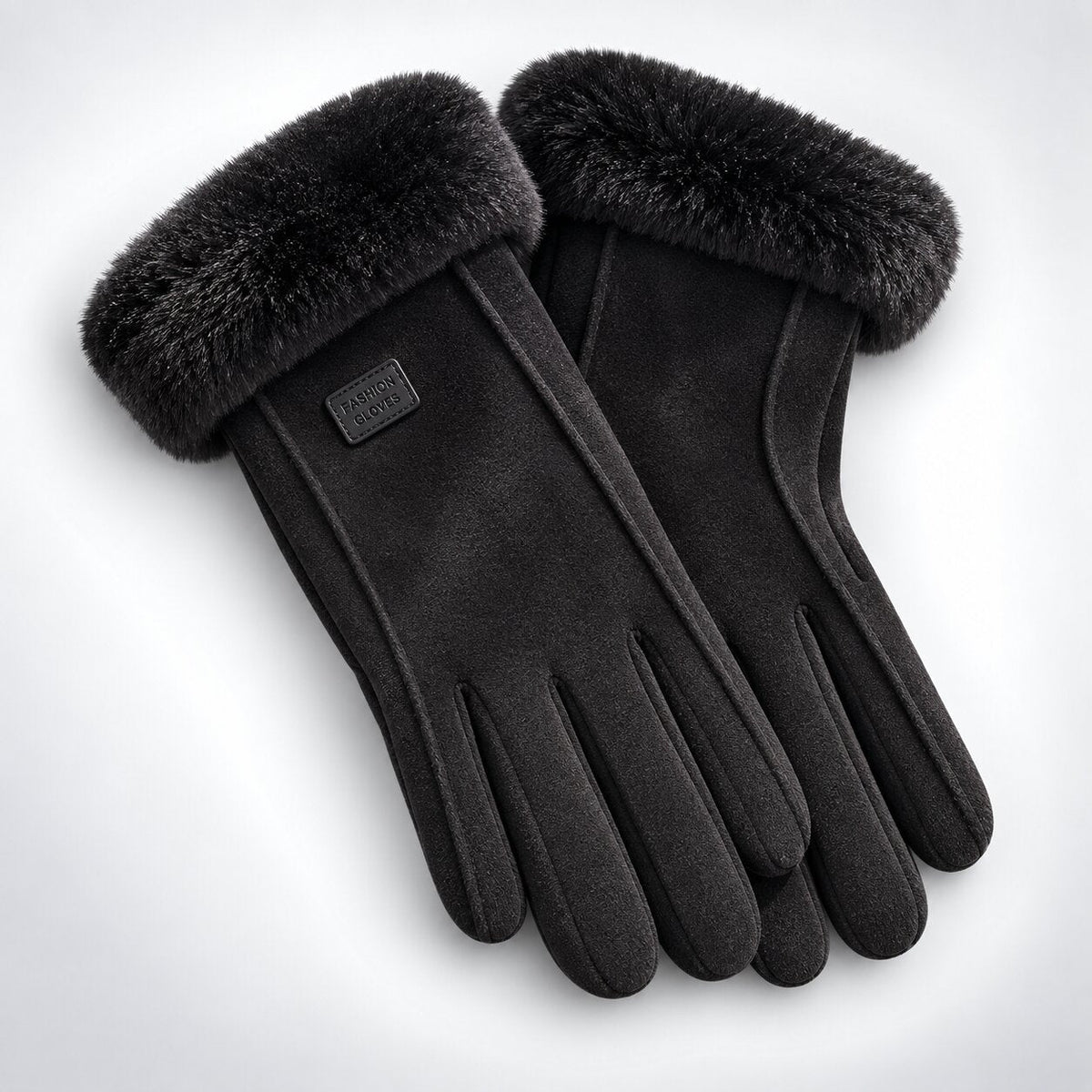 Handskar dam vinter med lammskinnsfoder och touchskärm