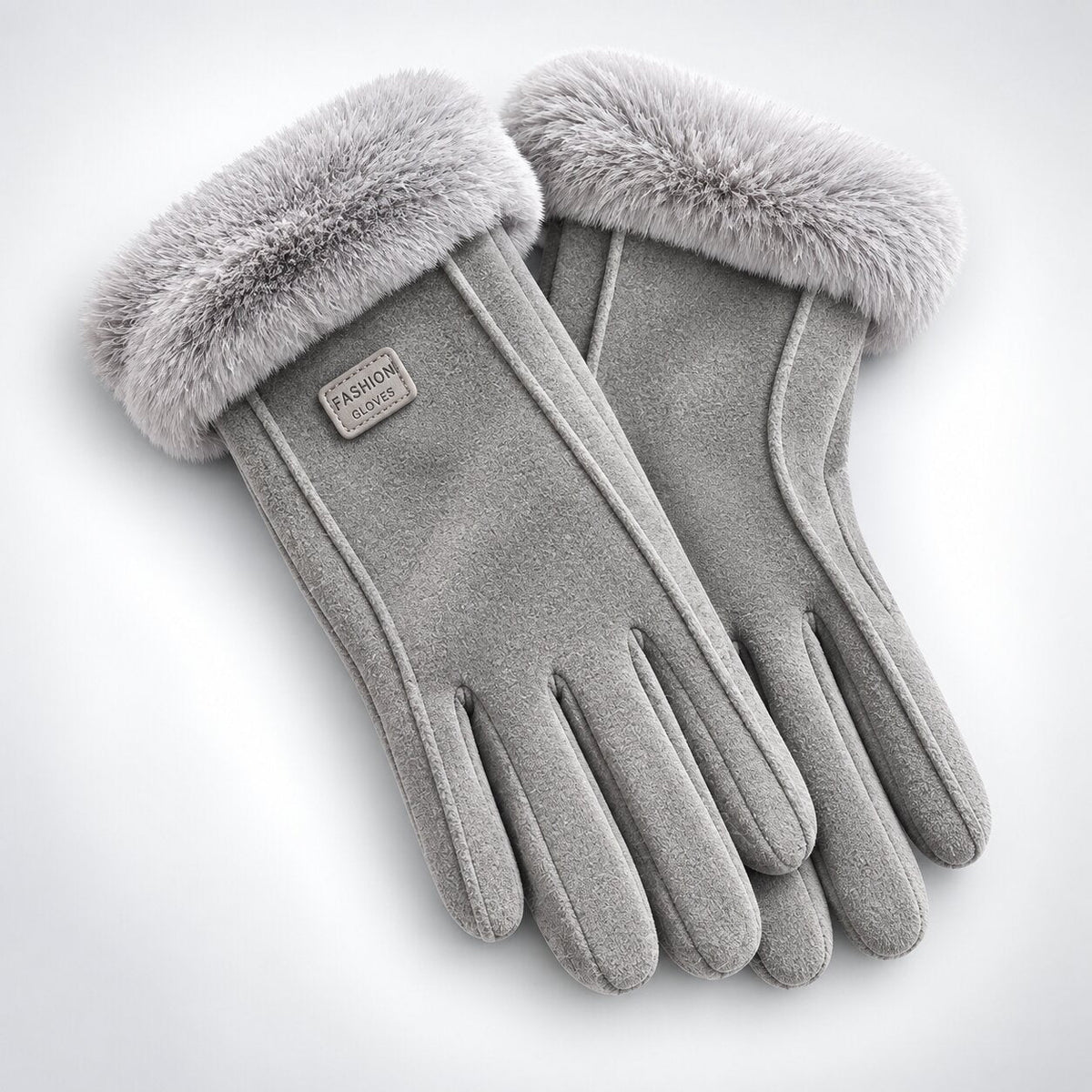 Handskar dam vinter med lammskinnsfoder och touchskärm