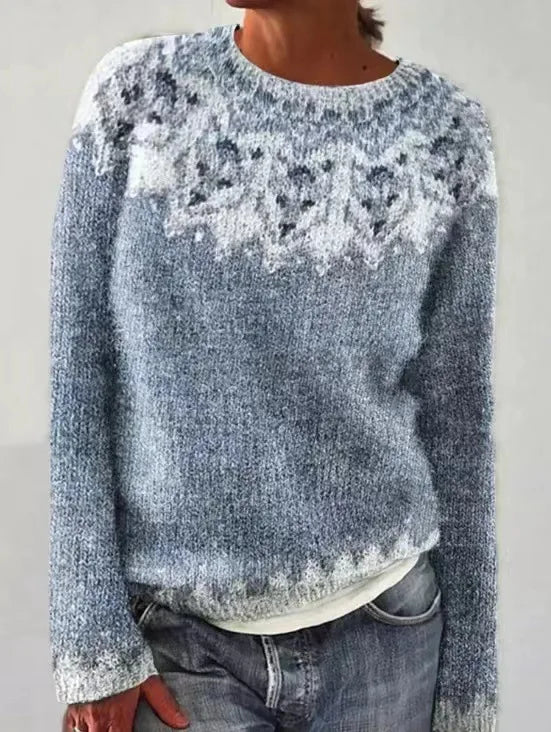 Stickad tröja dam skandinavisk design långärmad
