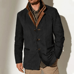 Herr vintage casual jacka med knappar och flera fickor