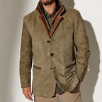 Herr vintage casual jacka med knappar och flera fickor