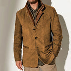 Herr vintage casual jacka med knappar och flera fickor