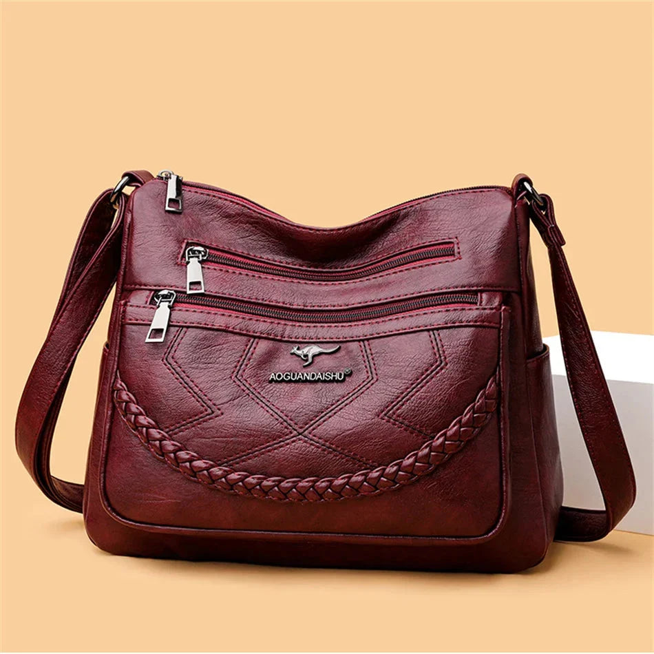 Crossbody väska dam i mjukt läder med justerbar axelrem