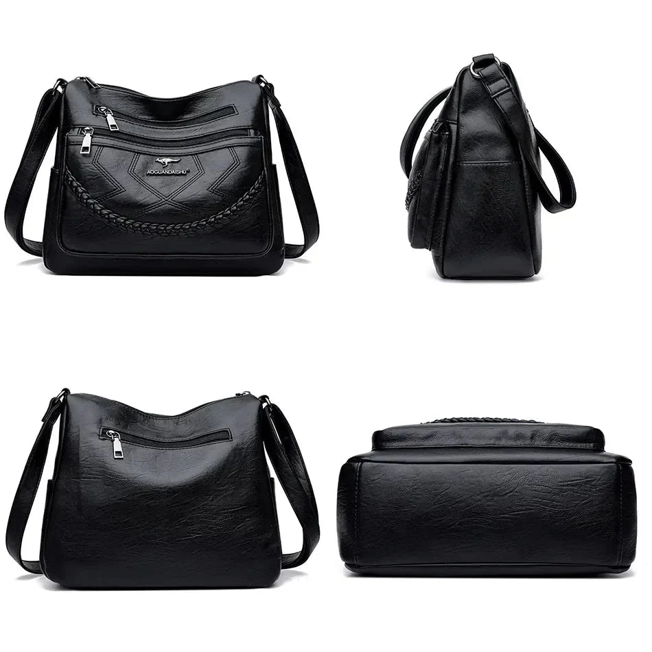 Crossbody väska dam i mjukt läder med justerbar axelrem