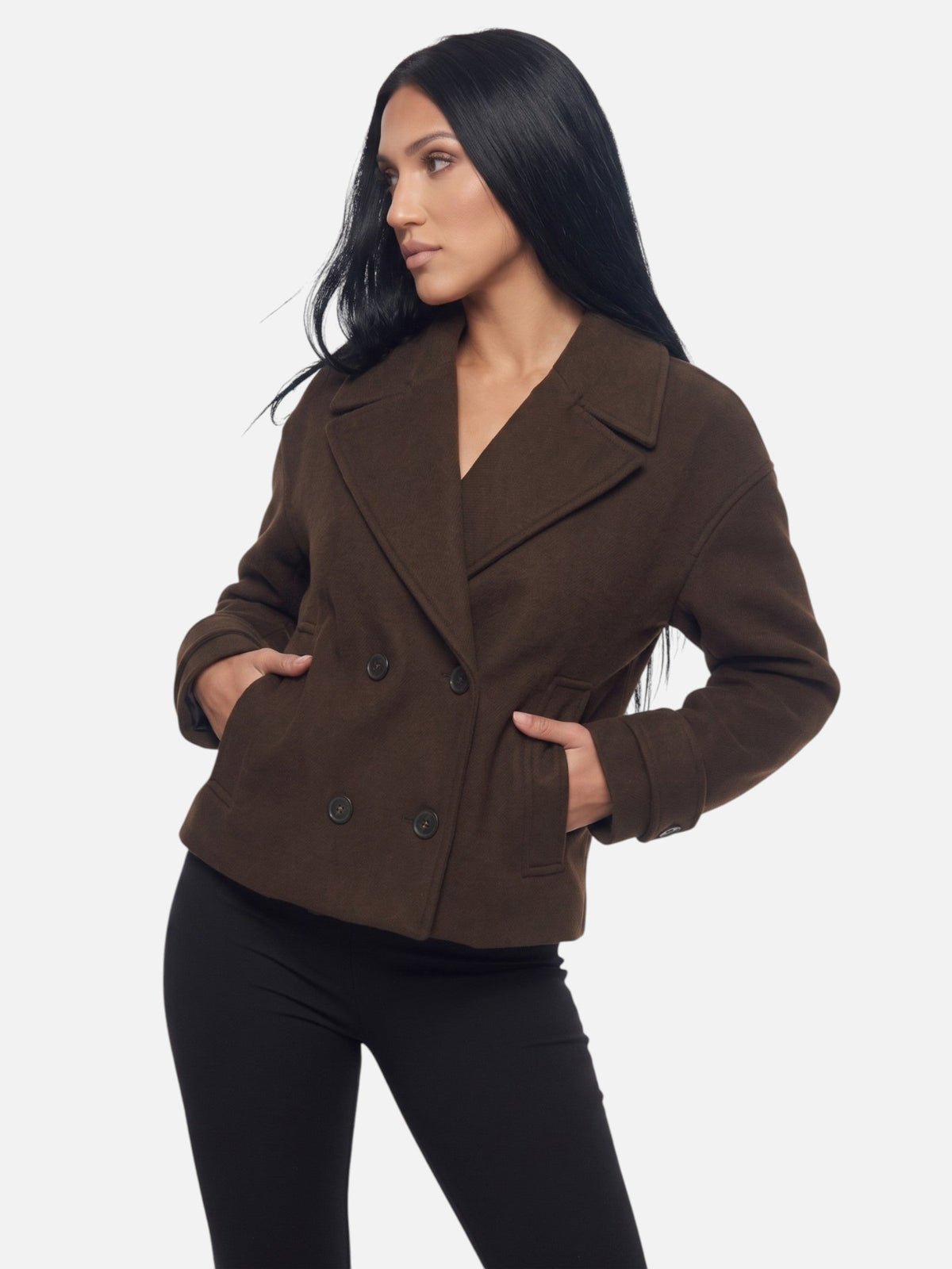 Trenchcoat dam dubbelknäppt med revers och långa ärmar