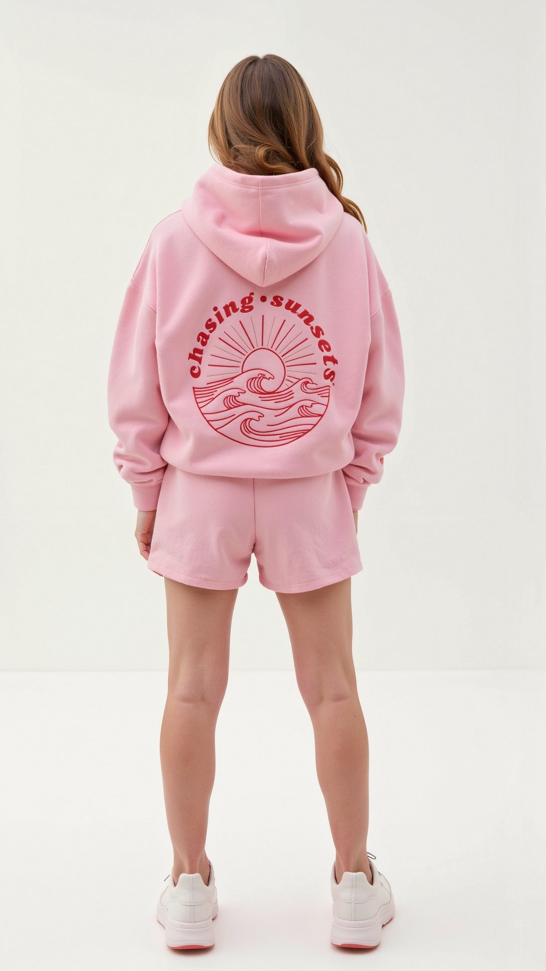Dam huvtröja med broderad rygg, oversized huva