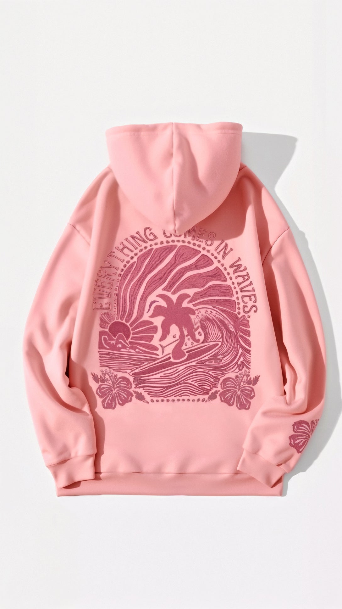 Dam huvtröja med broderad rygg, oversized huva