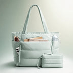 Tote bag dam i puffer-look med stort innerfack och sidofack