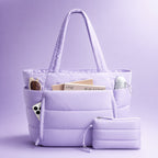 Tote bag dam i puffer-look med stort innerfack och sidofack