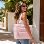 Tote bag dam i puffer-look med stort innerfack och sidofack