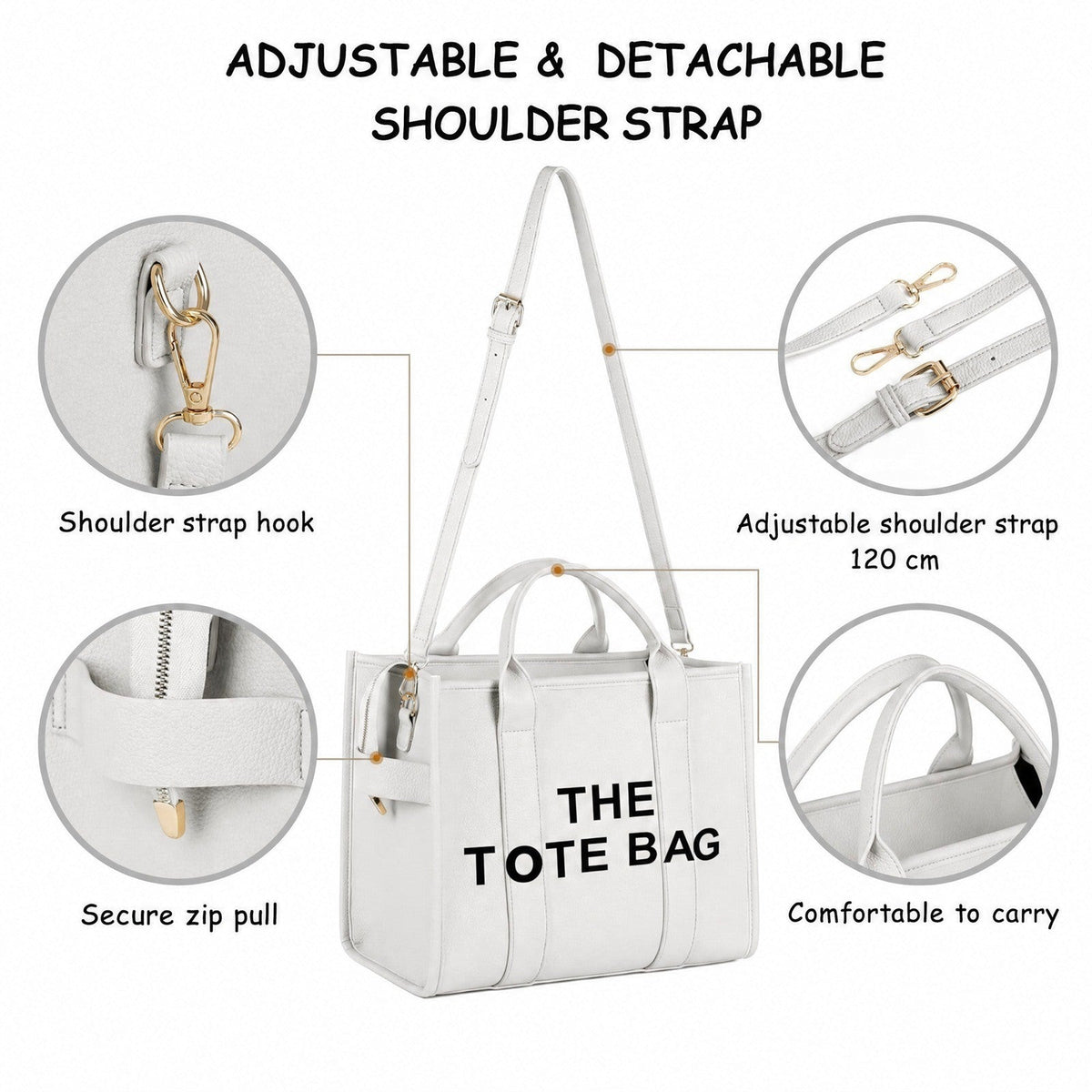 Tote bag dam med innerfack och laptopplats, stor shoppingväska