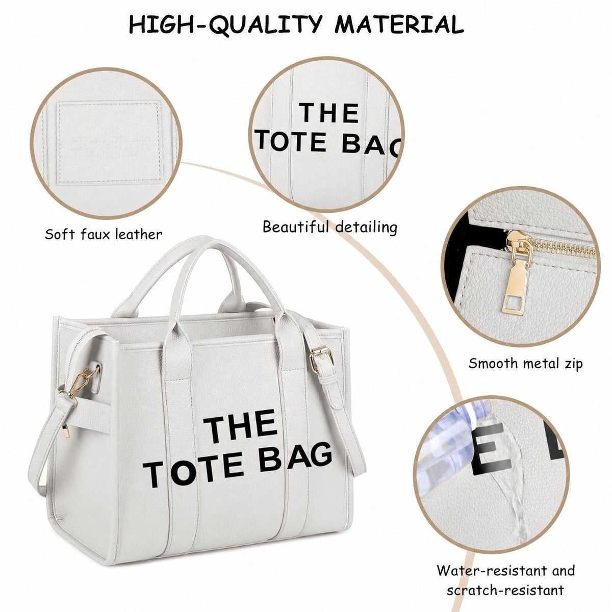 Tote bag dam med innerfack och laptopplats, stor shoppingväska