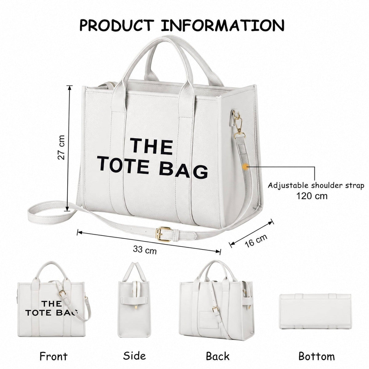 Tote bag dam med innerfack och laptopplats, stor shoppingväska