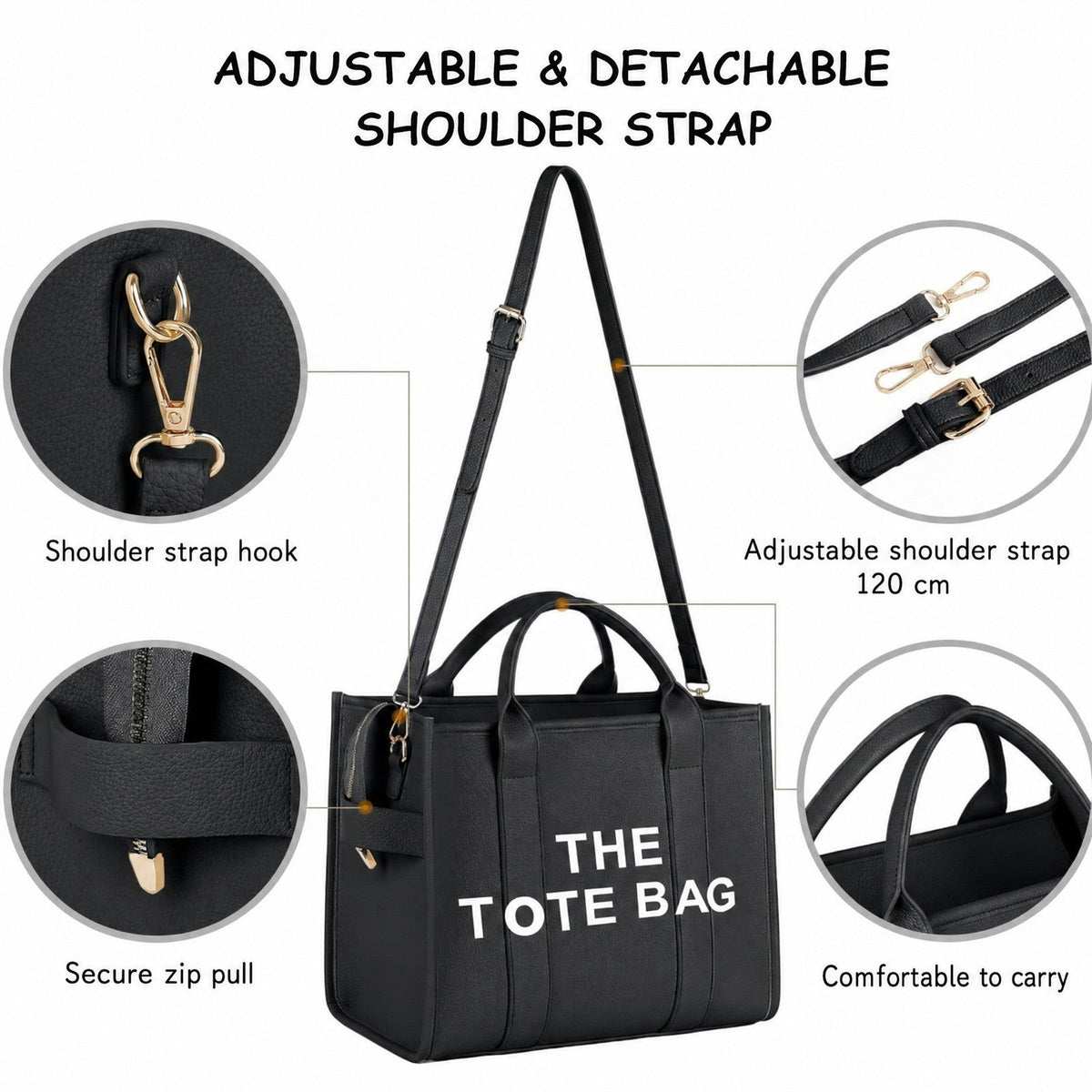 Tote bag dam med innerfack och laptopplats, stor shoppingväska