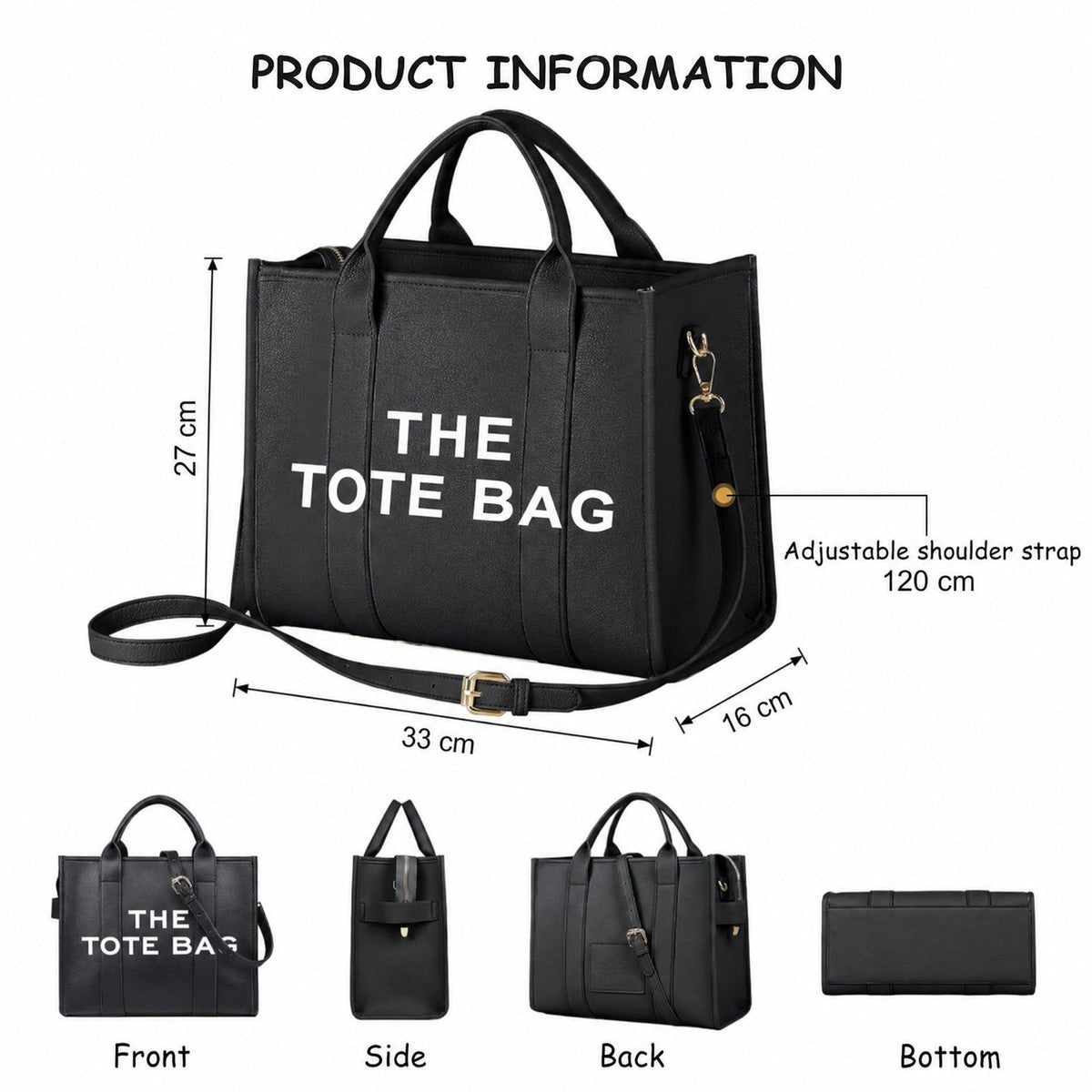 Tote bag dam med innerfack och laptopplats, stor shoppingväska