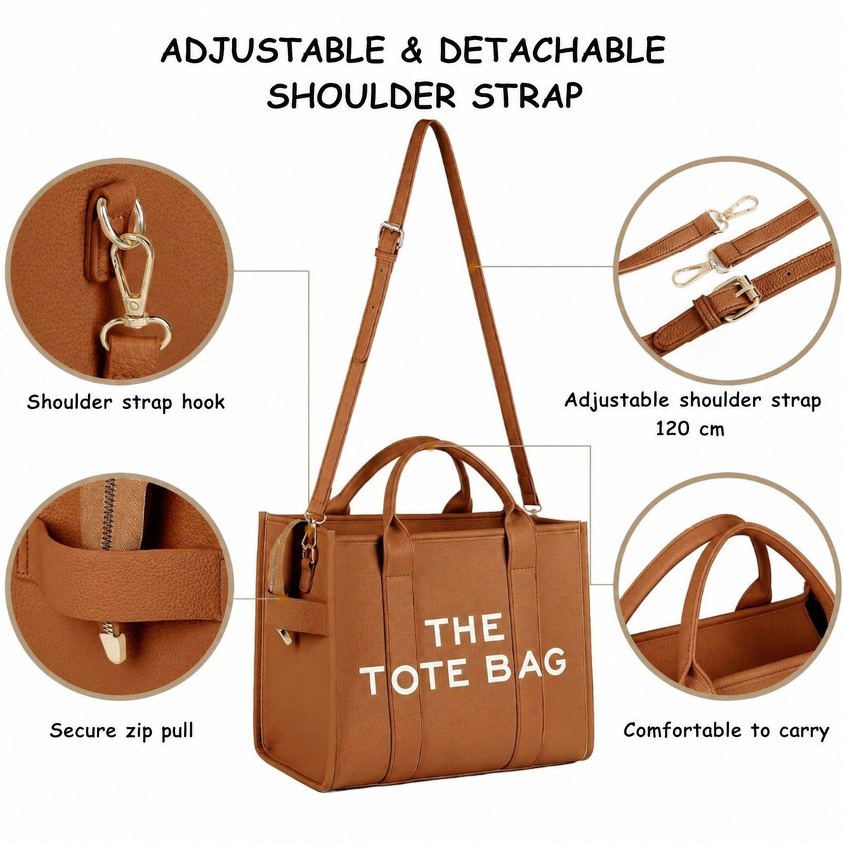 Tote bag dam med innerfack och laptopplats, stor shoppingväska