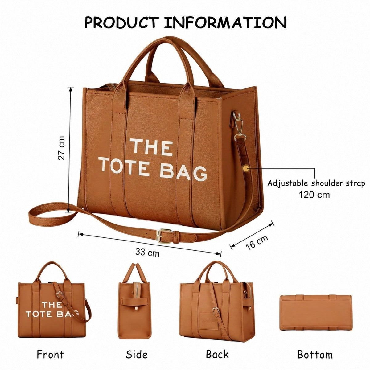 Tote bag dam med innerfack och laptopplats, stor shoppingväska