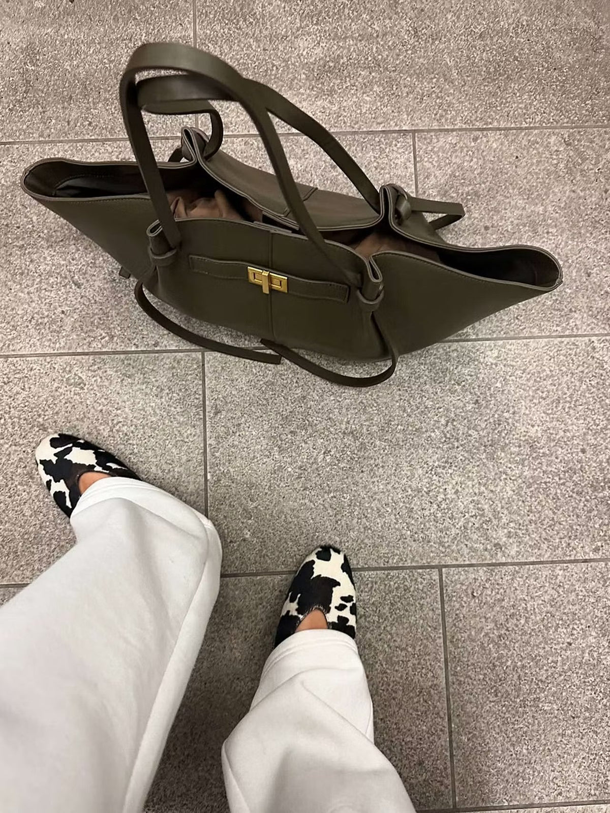 Tote bag dam strukturerad shopper handväska med stort innerfack