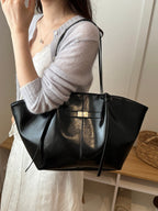 Tote bag dam strukturerad shopper handväska med stort innerfack