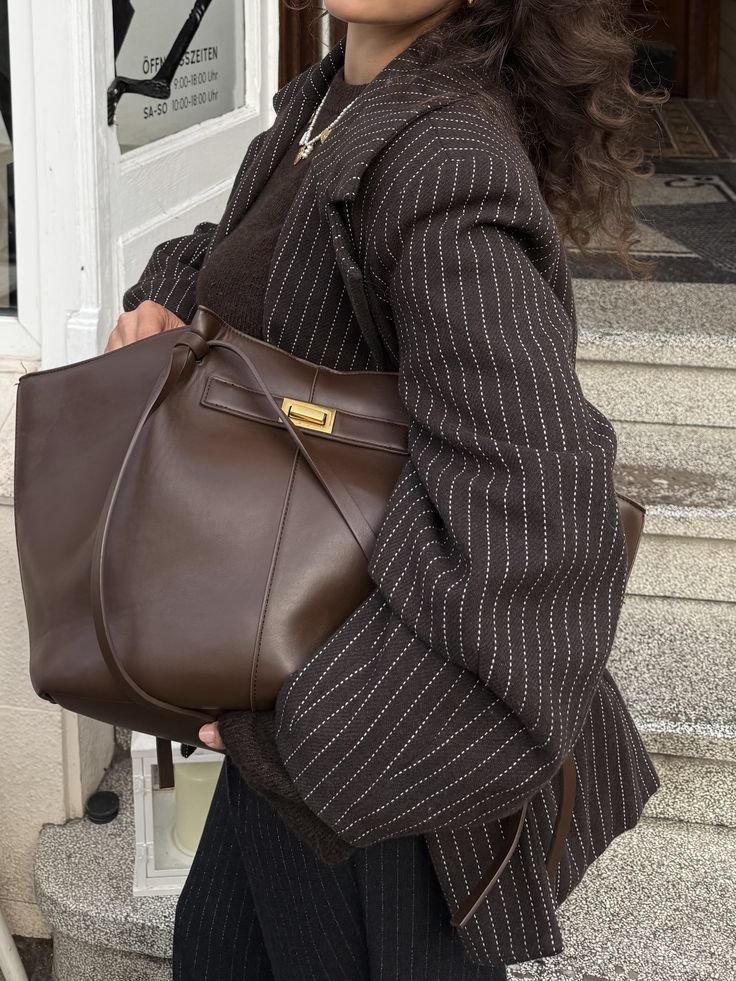 Tote bag dam strukturerad shopper handväska med stort innerfack