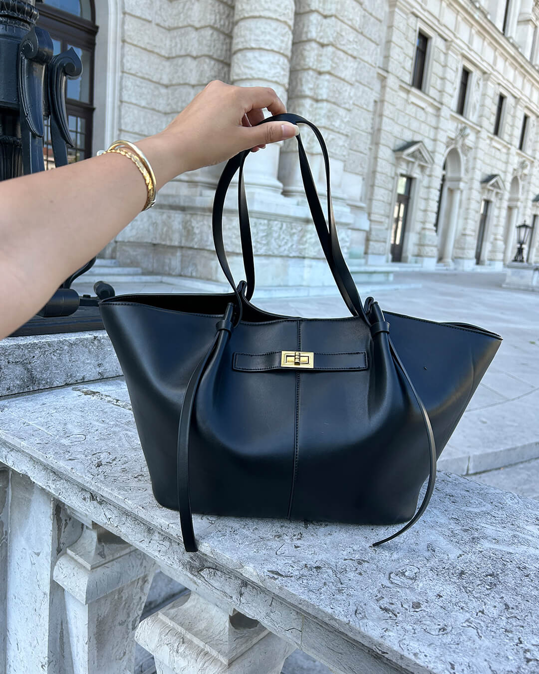 Tote bag dam strukturerad shopper handväska med stort innerfack