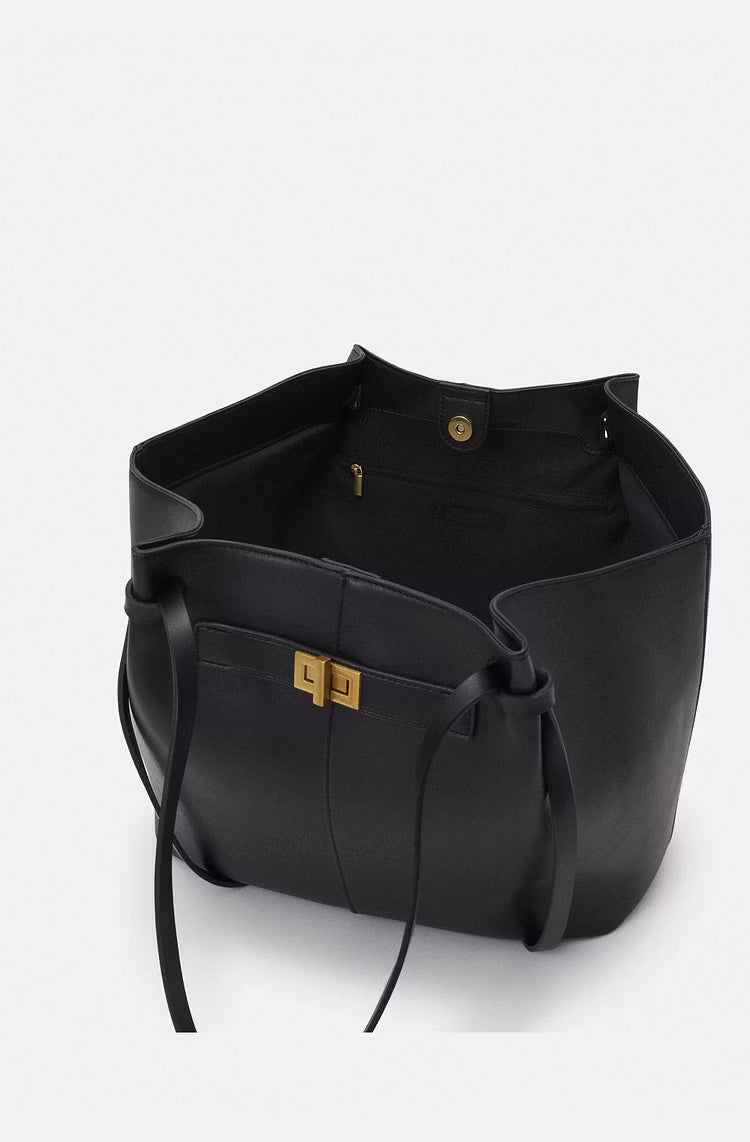 Tote bag dam strukturerad shopper handväska med stort innerfack