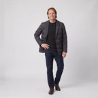 Herr steppad vinterjacka med knappfront och dold innerdragkedja