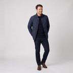 Herr vinterjacka quiltad med stående krage och kontrastkant