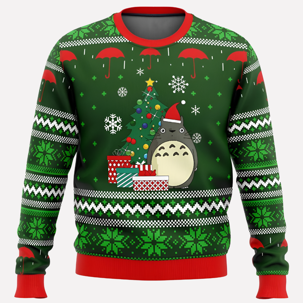 Jultröja unisex med neonfärgad ren och snöflingor, stickad blandning