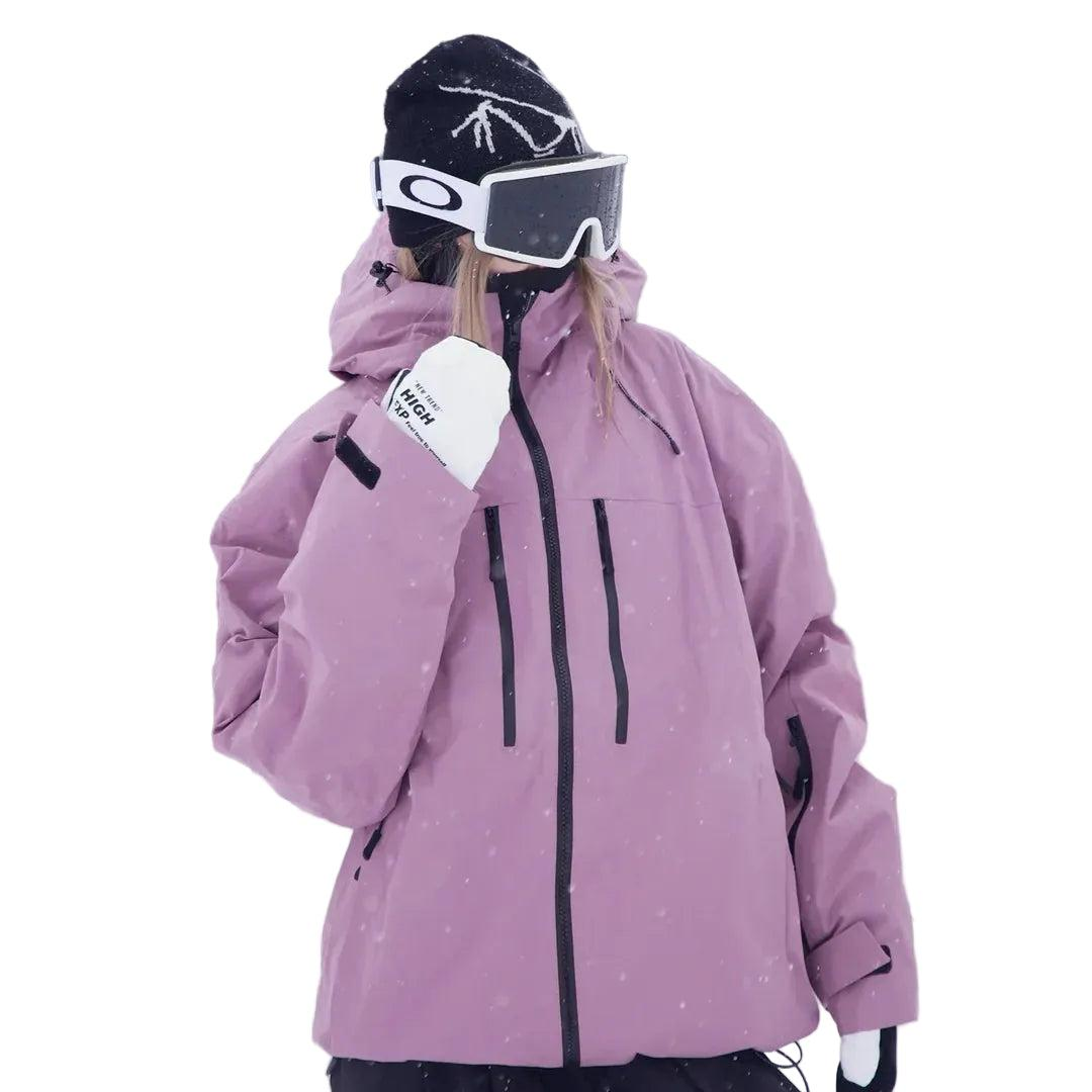 Vinterjacka dam unisex med huva och dragkedja samt flera fickor