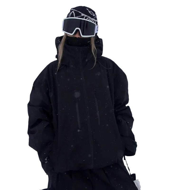 Vinterjacka dam unisex med huva och dragkedja samt flera fickor