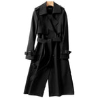 Trenchcoat dam midilängd med dubbelknäppt front och långärmad design